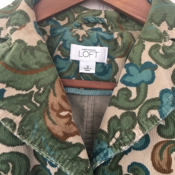 Size 0 Ann Taylor Loft Paisley Corduroy Blazer XS - Picture 4 of 5